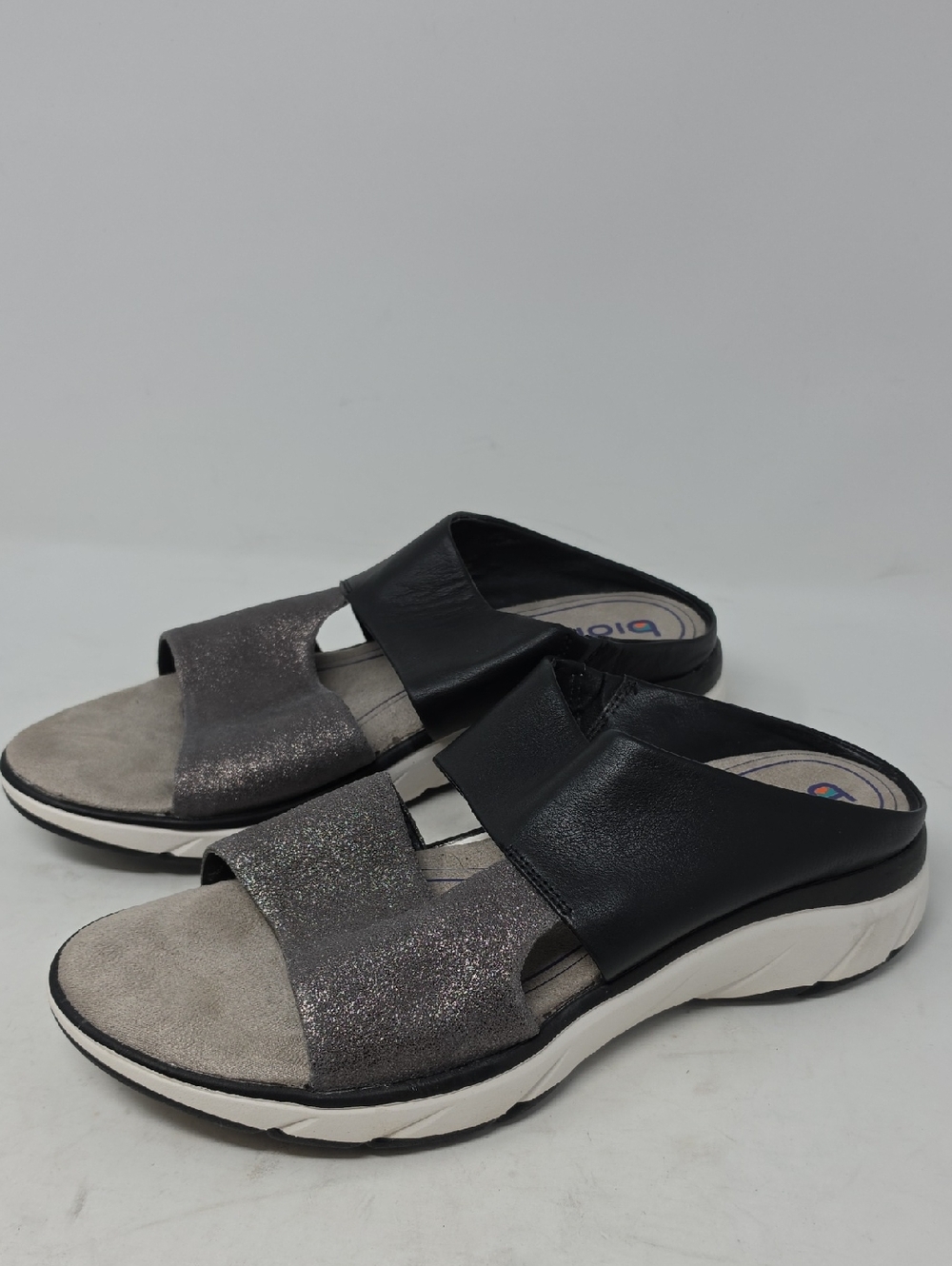 Bionica Black and Gray Slide Mules Size 11
